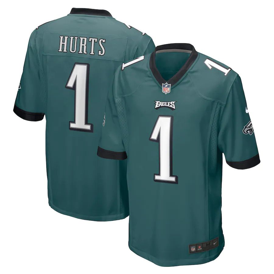 Men Philadelphia Eagles 1 Jalen Hurts Nike Midnight Green Player NFL Jersey